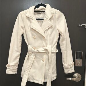 Women's Cream Double-Breasted Coat
